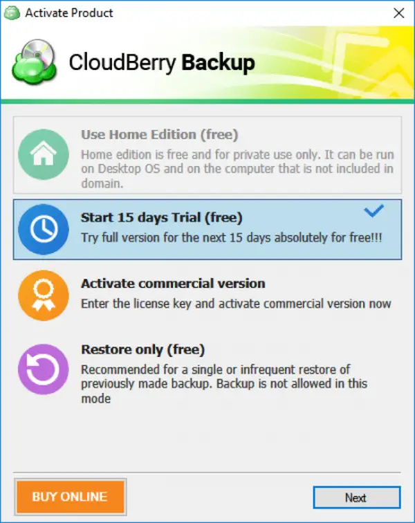 Cloudberry-backup-trial