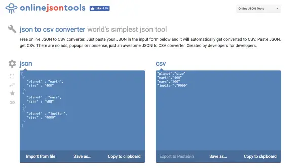 json to csv converter python