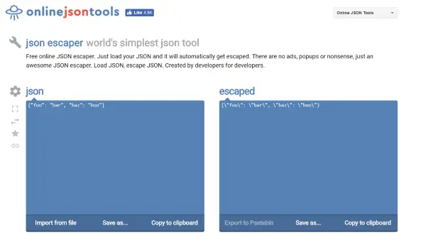 Online JSON Tools_Escaper