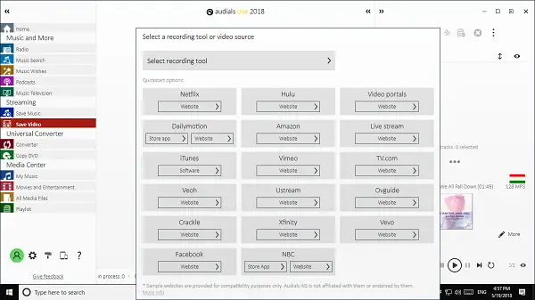 Record Online Video Streams using Audials