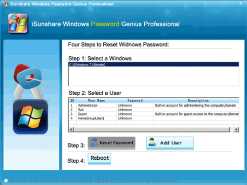 Recover forgotten Windows administrator/user password with Windows Password Genius