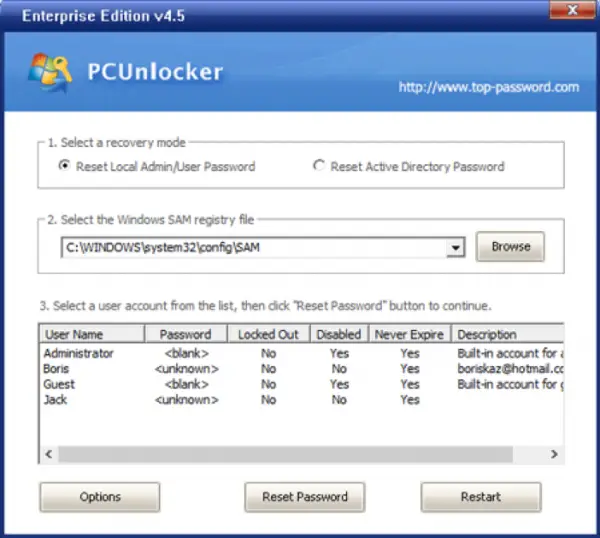 Windows Password Recovery 3