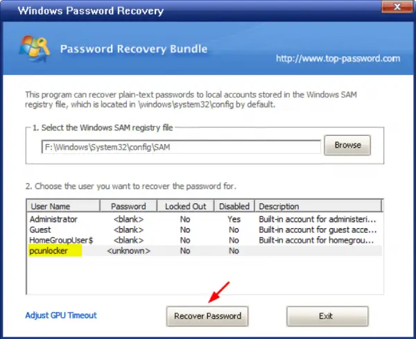 Windows Password Recovery 7