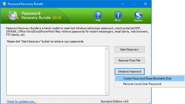 password recovery for windows