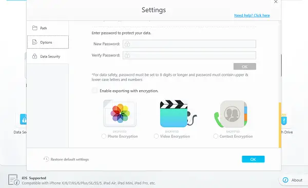 enable Encryption for the photos you import