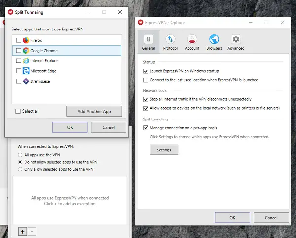 Express VPN Split Tunneling