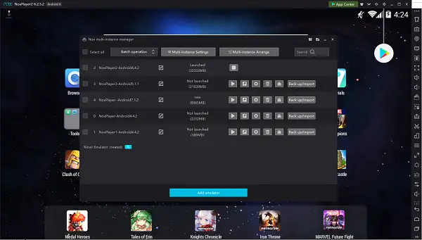 emulator nox player for android and mac