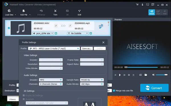 Aiseesoft Video Converter Audio