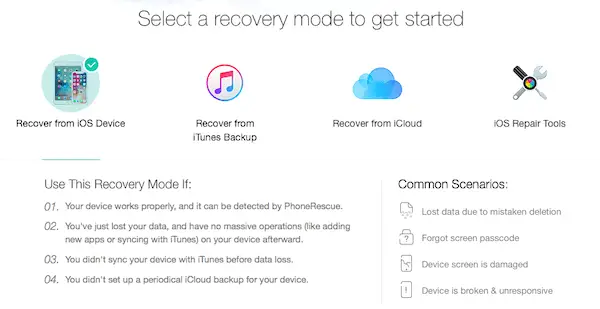 PhoneRescure Software Recover iOS 13 Data