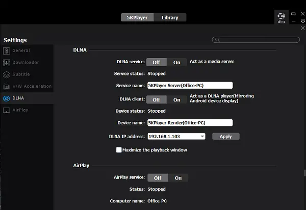 DLNA Windows 10 5KPlayer