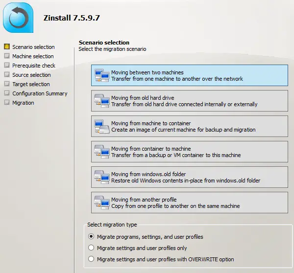 zinstall winwin vm transfer