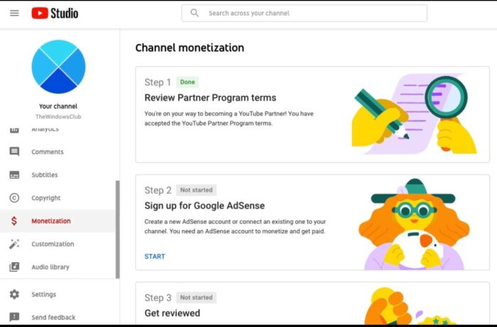 YouTube to Adsense Connect Process 