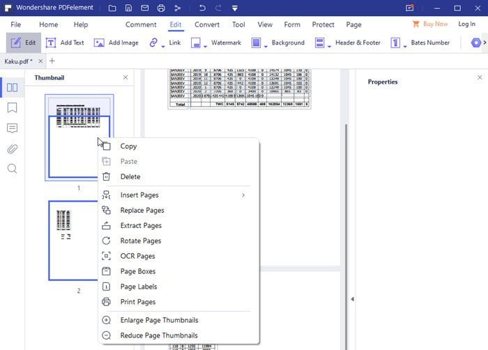 PDFElement Right-Click Menu