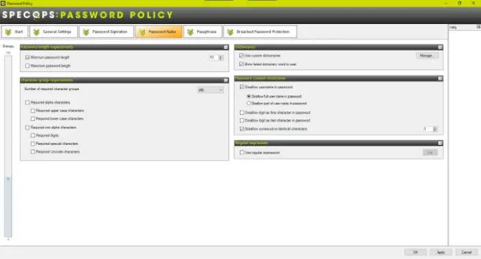 SPECOPS password policy