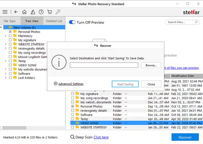 Stellar Photo Recovery Save Scanned Files