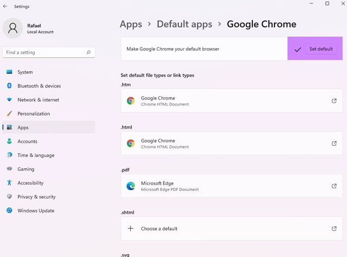 Edge change your Default Browser