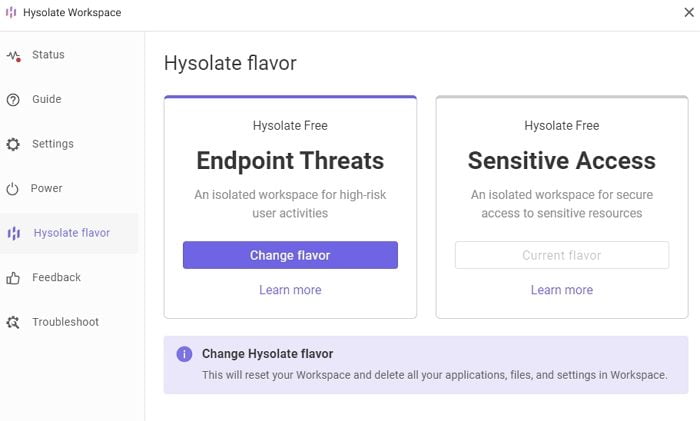 Hysolate Workspace Flavor