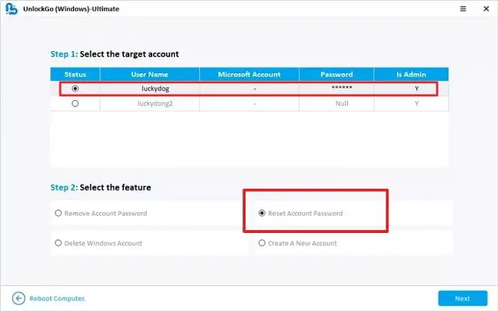 Reset Account Password Windows