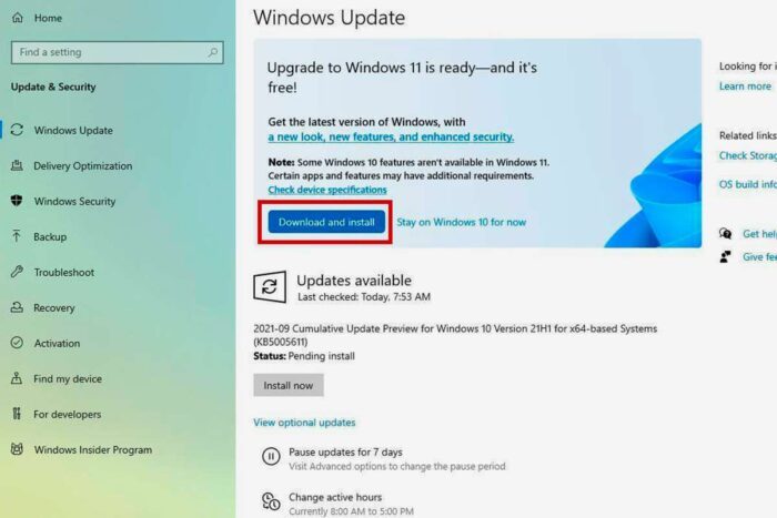 how to upgrade to Windows 11 Update &Security