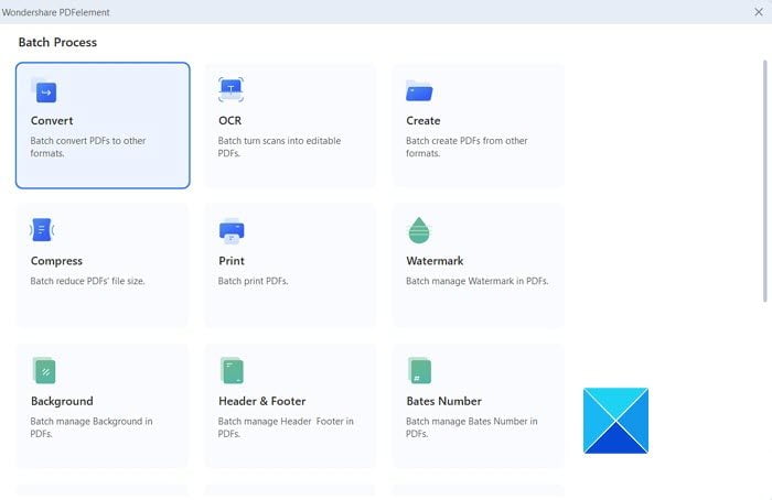 Pdfelement batch process tools