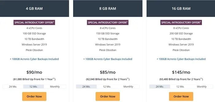 Liquidweb Windows VPS hosting pricing