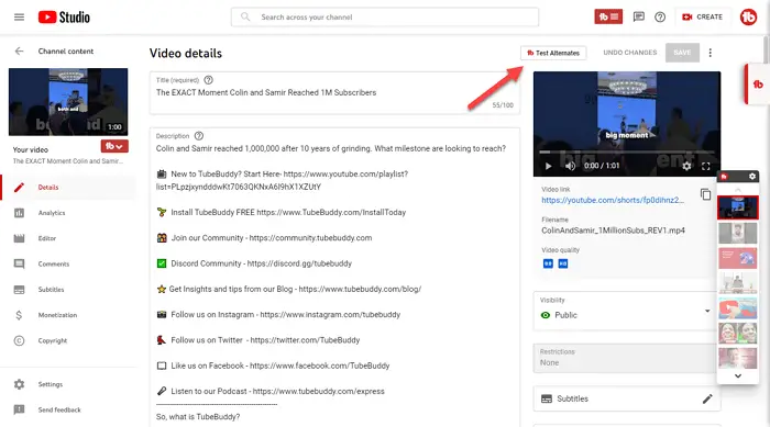 Tubebuddy Test Title Alternatives