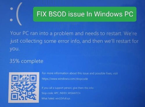 Fix BSOD issue in windows 11/10