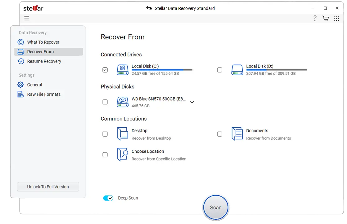 Configure Stellar Data Recovery Software