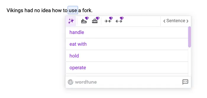 smart synonyms on Wordtune