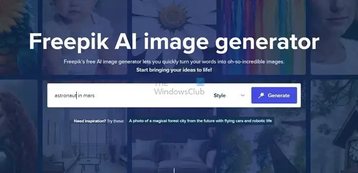 Escribir mensaje para generar imágenes AI Freepik
