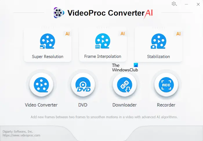 VideoProc Converter AI Home Screen