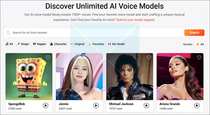 Fineshare Singify select ai voice model