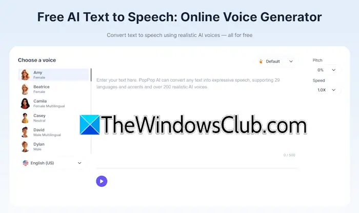 AI Text to Speech generator