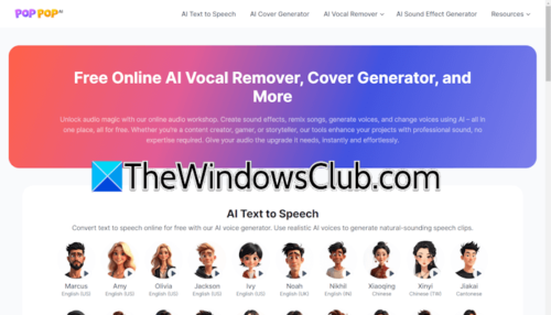 PopPop AI Vocal Remover and Text-to-speech tool for Musicians