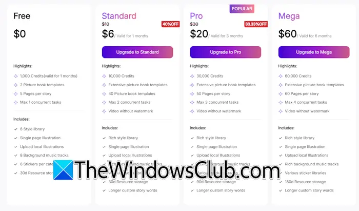 ReadKidz pricing plans