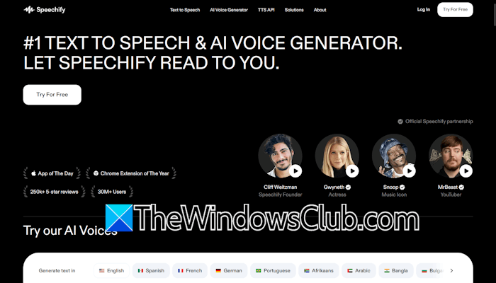 Use Speechify to do text-to-speech