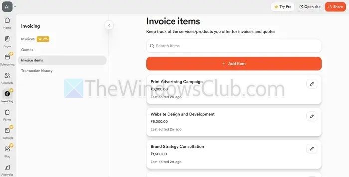 Fingertips Invoice