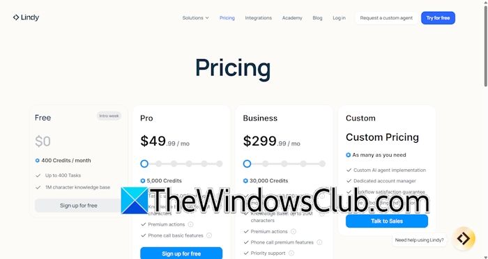 Lindy AI pricing plans