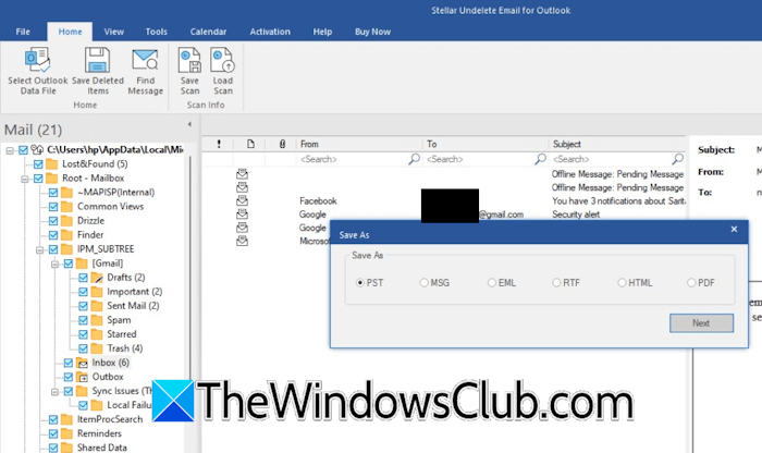 Recover deleted emails