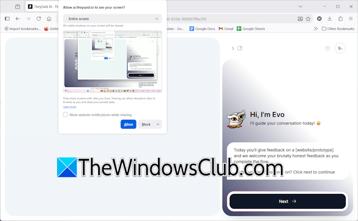 TheySaid AI user testing with video