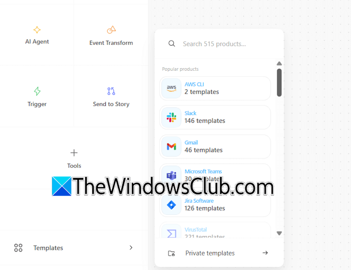 Tines pre-defined templates