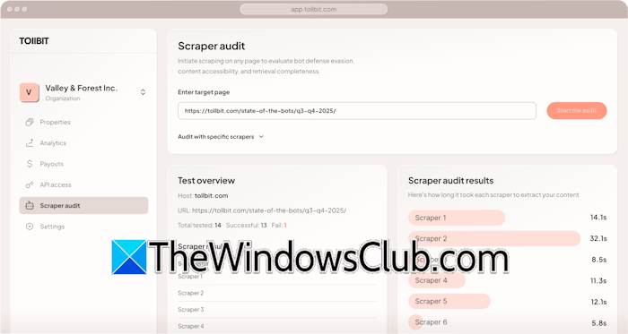 Scraper audit TollBit Scraper audit TollBit
