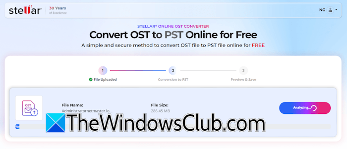 Uploading an OST file to the Online OST to PST Converter for mailbox conversion Uploading an OST file to the Online OST to PST Converter for mailbox conversion
